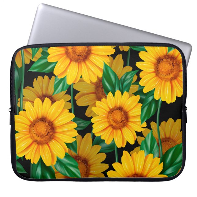 Sunflower seamless pattern. Background with yellow Laptopschutzhülle (Vorderseite)