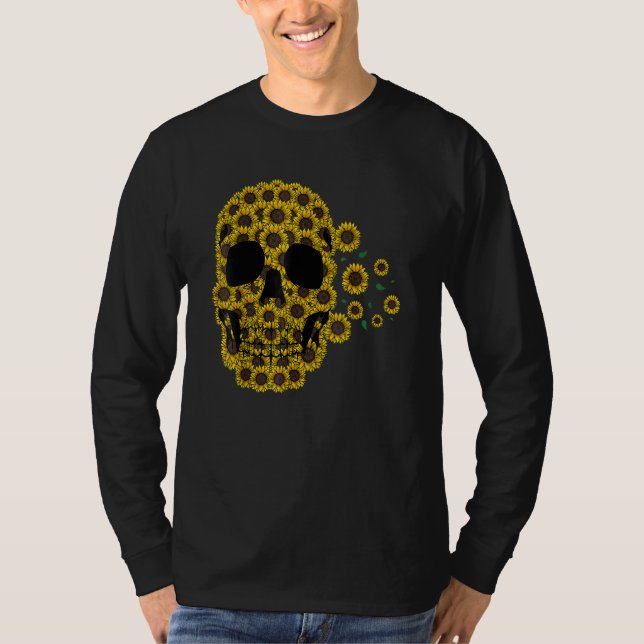 Sunflower Skull Lazy Halloween Costume Cute Skelet T-Shirt (Vorderseite)
