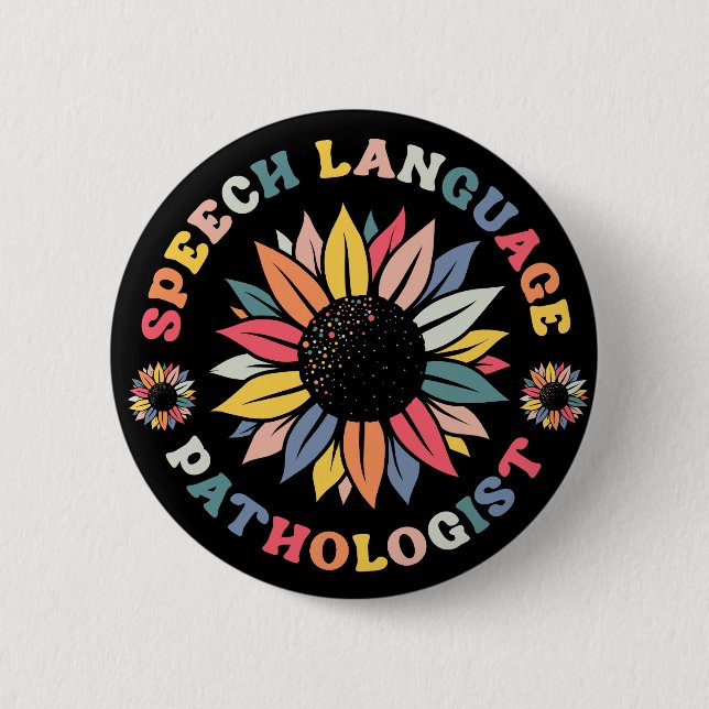 Sunflower SLP Speech Language Pathologist-Geschenk Button (Vorderseite)