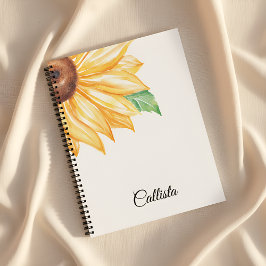 Sunflower Spiral Notebook – Minimal Watercolor Notizbuch