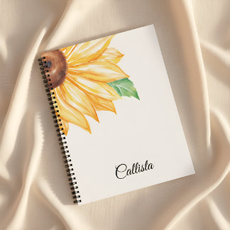 Sunflower Spiral Notebook – Minimal Watercolor Notizbuch