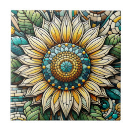 Sunflower Stained Glass Mosaic Fliese