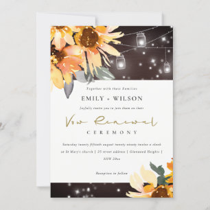 SUNFLOWER STARRY MASON JAR WOOD VOW RENEWITE EINLA DANKESKARTE