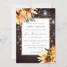 SUNFLOWER STARRY MASON JAR WOOD VOW RENEWITE EINLA DANKESKARTE