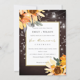 SUNFLOWER STARRY MASON JAR WOOD VOW RENEWITE EINLA DANKESKARTE