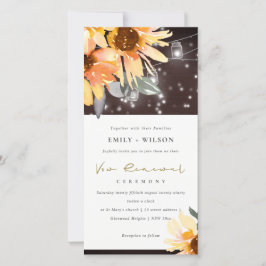 SUNFLOWER STARRY MASON JAR WOOD VOW RENEWITE EINLA DANKESKARTE