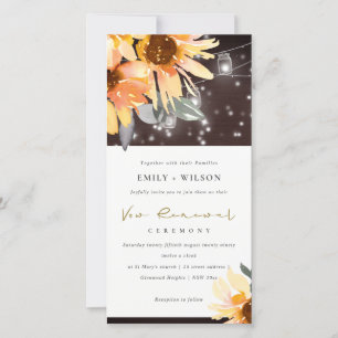 SUNFLOWER STARRY MASON JAR WOOD VOW RENEWITE EINLA DANKESKARTE