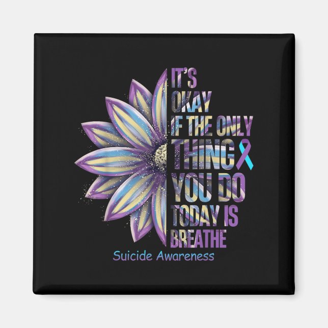 Sunflower Suicide Prevention Awareness Week Teal P Magnet (Vorne)