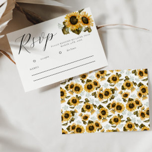 Sunflower Summer Floral Wedding Carte RSVP