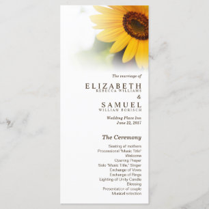 Sunflower Summer Wedding Programme Cartes en rack