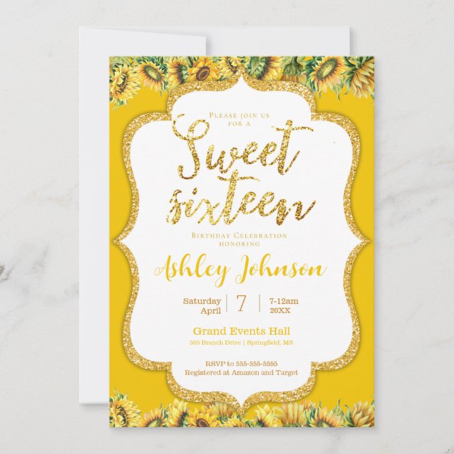 Sunflower Sweet 16 Invitation (Devant)