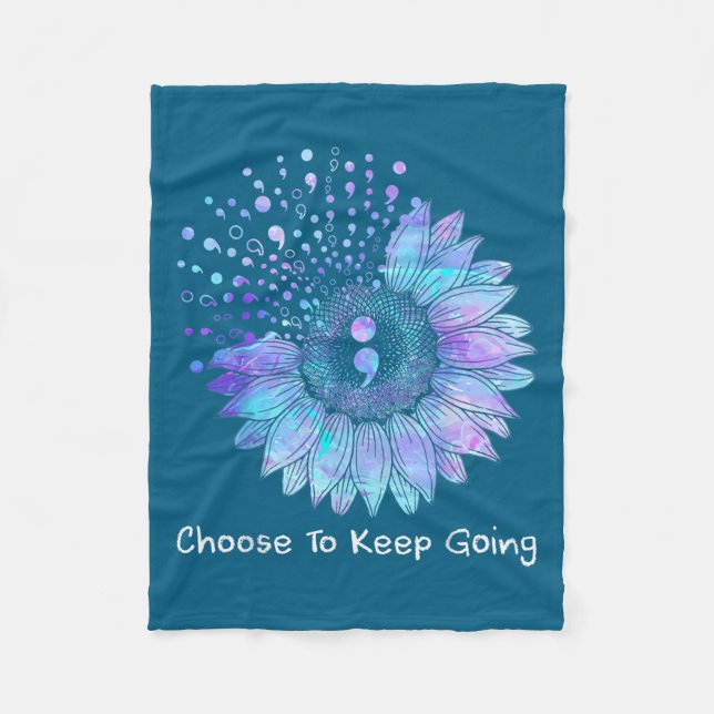 Sunflower Teal Purple Ribbon Suicide Prevention Aw Fleecedecke (Vorderseite)