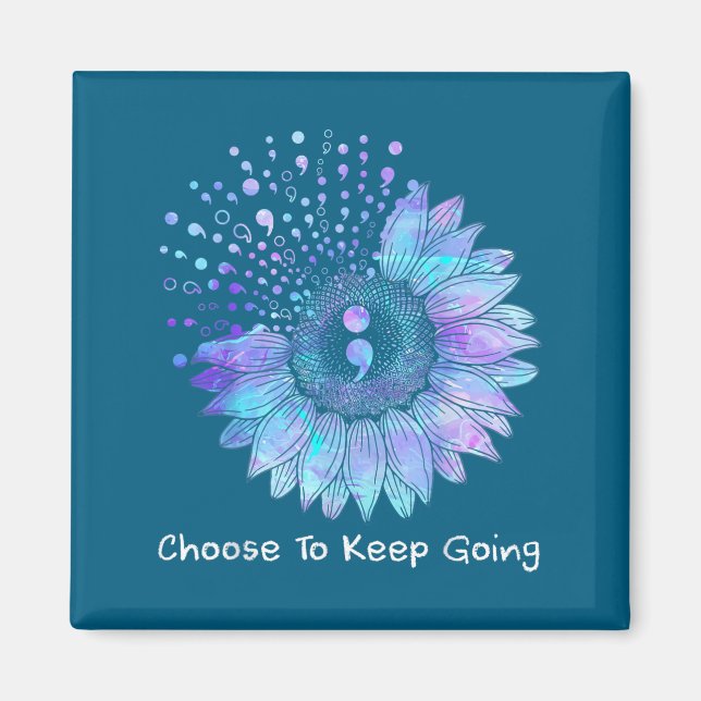 Sunflower Teal Purple Ribbon Suicide Prevention Aw Magnet (Vorne)