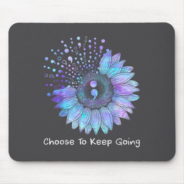 Sunflower Teal Purple Ribbon Suicide Prevention Aw Mousepad (Vorne)