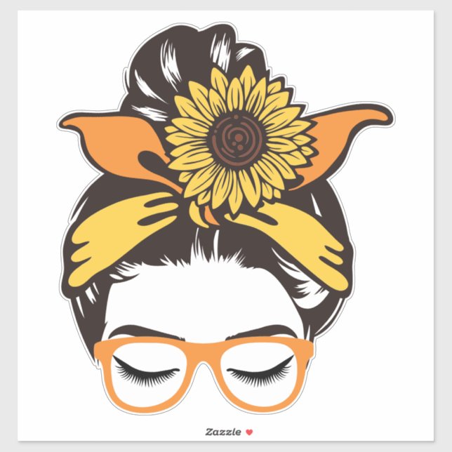 Sunflower Top Knot Aufkleber (Blatt)