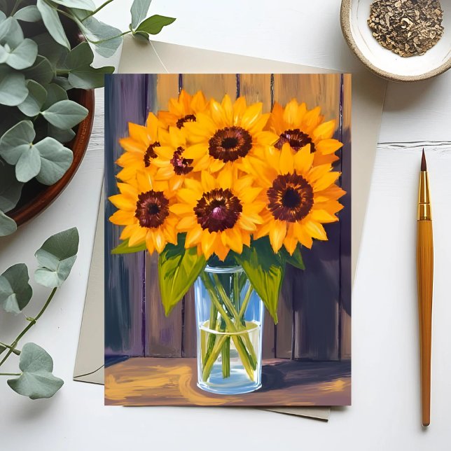 Sunflower Vase | Yellow Flower Watercolor Card (Von Creator hochgeladen)