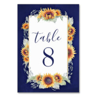 Sunflower Vintage Wedding Tableau Numéro Cartes
