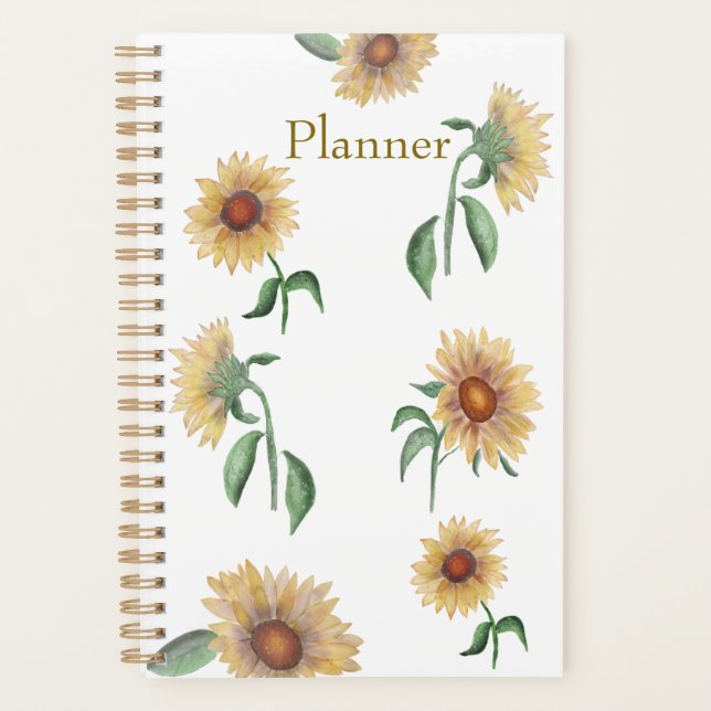 Sunflower Watercolor Annual Planner Planer (Vorderseite)