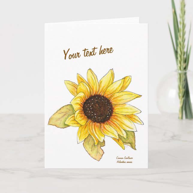 Sunflower watercolor customizable greeting card karte (Vorderseite)