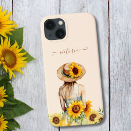 Sunflower Watercolor Floral Bohi Art Script Name Case-Mate iPhone Hülle