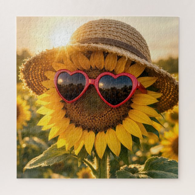 Sunflower Wearing Sunglasses and Straw Hat (Vertikal)