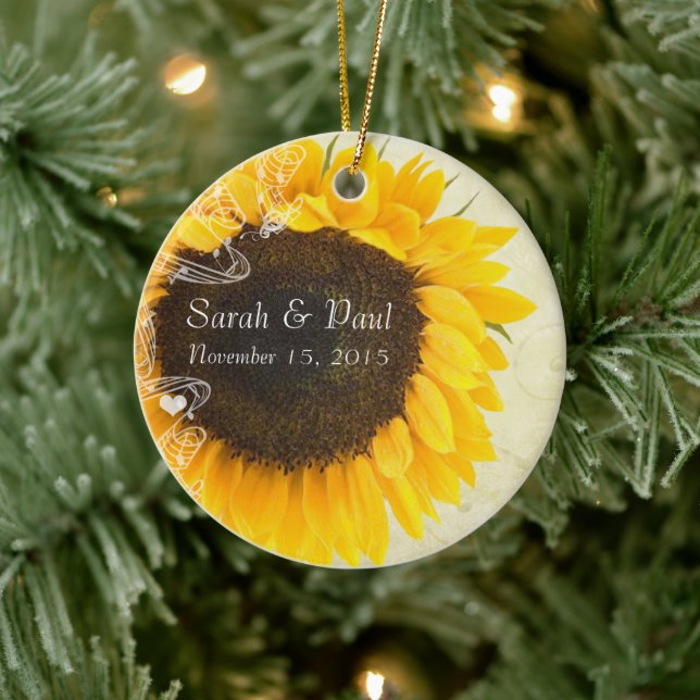 Sunflower Wedding Christmas Ornament (Baum)