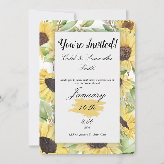 Sunflower Wedding Invitation (Devant)