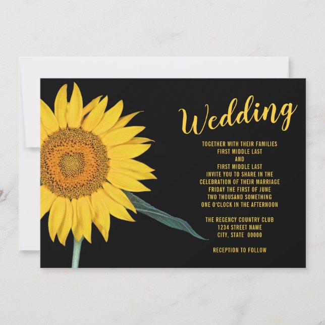 Sunflower Wedding Invitation Einladung (Vorderseite)
