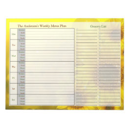 Sunflower Weekly Personalized Menu Plan Notepad Notizblock