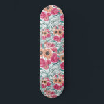 Sunflower Wildflower Watercolor Floral Pattern Skateboard<br><div class="desc">This country and cute pattern is perfect for the trendy and stylish woman. It features yellow, red, teal green, forest green, black, and pink watercolor sunflowers and wildflowers on top of a simple white background. It's artsy, trendy, southern, sweet, unique, and modern. Enjoy this hand-painted watercolor design done by the...</div>