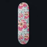 Sunflower Wildflower Watercolor Floral Pattern Skateboard<br><div class="desc">This country and cute pattern is perfect for the trendy and stylish woman. It features yellow, red, teal green, forest green, black, and pink watercolor sunflowers and wildflowers on top of a simple white background. It's artsy, trendy, southern, sweet, unique, and modern. Enjoy this hand-painted watercolor design done by the...</div>