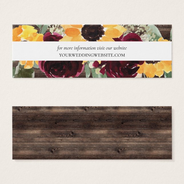 Sunflower Wood Mariage Website Insérer des cartes  (Devant & derrière)