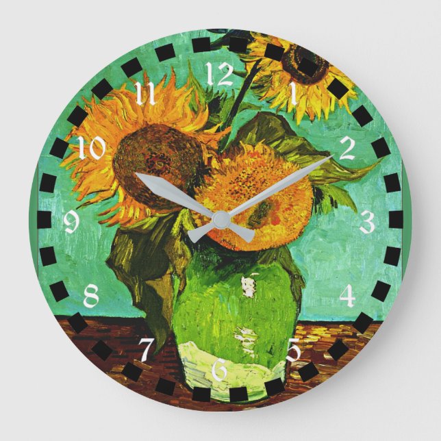 Sunflowers (3), famous painting by van Gogh Große Wanduhr (Vorderseite)