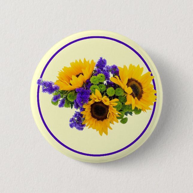 Sunflowers and Blue Statice Button (Vorderseite)