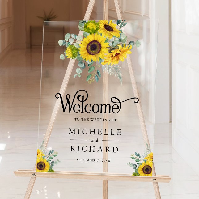Sunflowers and Eucalyptus Wedding Welcome Acrylschild (Von Creator hochgeladen)