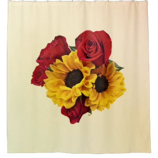 Sunflowers and Roses Bouquet Duschvorhang