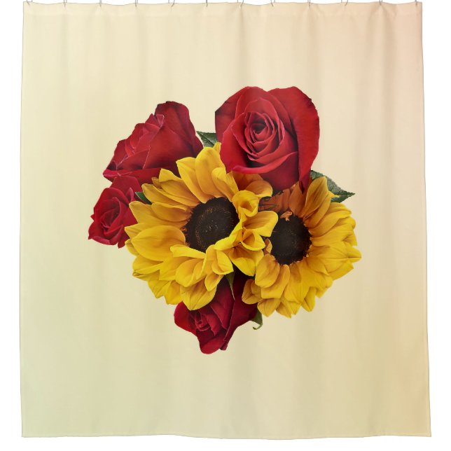 Sunflowers and Roses Bouquet Duschvorhang (Vorderseite)