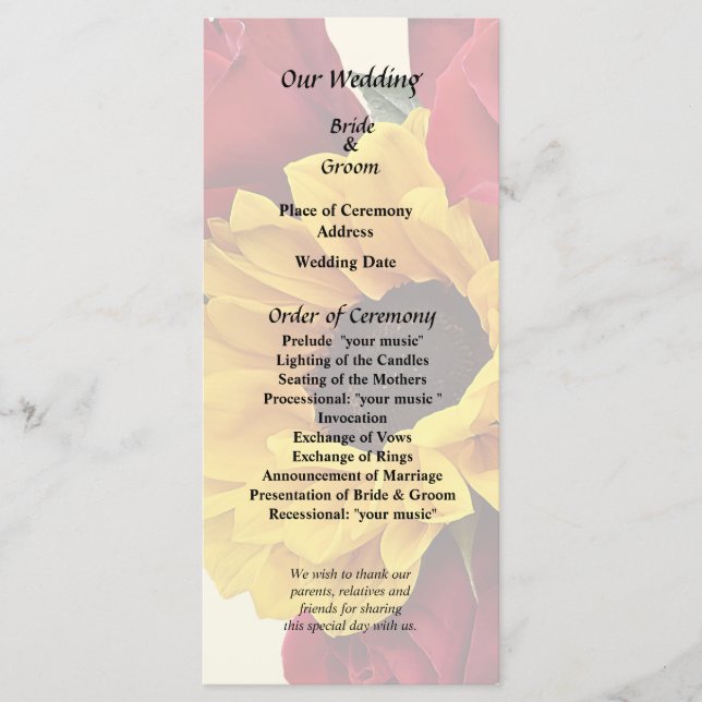 Sunflowers and Roses Bouquet Programm (Vorderseite)