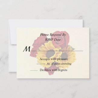 Sunflowers and Roses Bouquet RSVP Karte