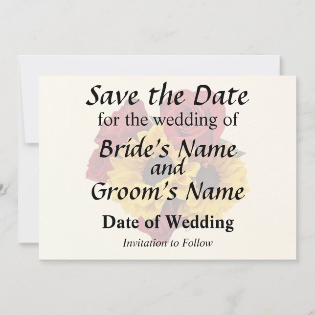Sunflowers and Roses Bouquet Save The Date (Vorderseite)