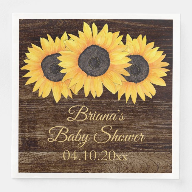 Sunflowers Baby Dusche Abendessen Napkin Serviette (Vorderseite)