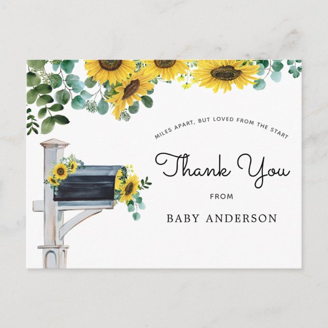 Sunflowers Baby Dusche by Mail Vielen Dank Postkarte (Vorderseite)