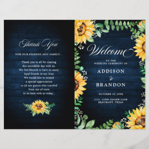 Sunflowers Bébé's Breath Navy Programme de mariage