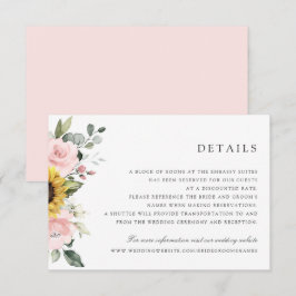 Sunflowers Blush Greenery Mariage Détails Carte