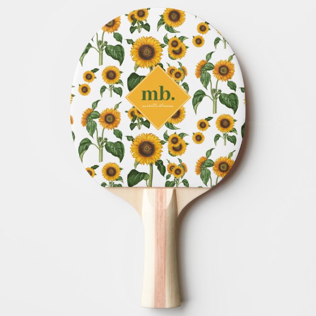 Sunflowers Botanical Foliage Greenery Tischtennis Schläger (Vorderseite)