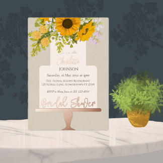 Sunflowers Bouquet Floral Cake Bridal Shower  Folieneinladung