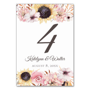 Sunflowers Bouquet Mariage Numéro de table