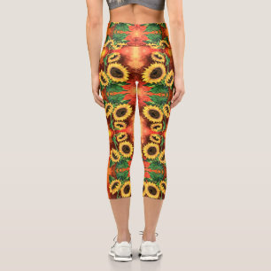 Sunflowers Capri Leggings Modern