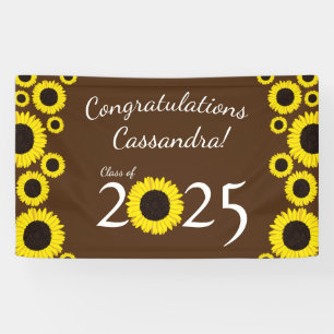 Sunflowers Country Graduation Party Bannière Brown