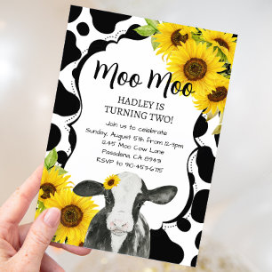Sunflowers Cow Farm Invitation Anniversaire